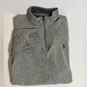 Polo Ralph Lauren Quarter 1/4 Zip Pullover Men L Gray Pony Classic Performance